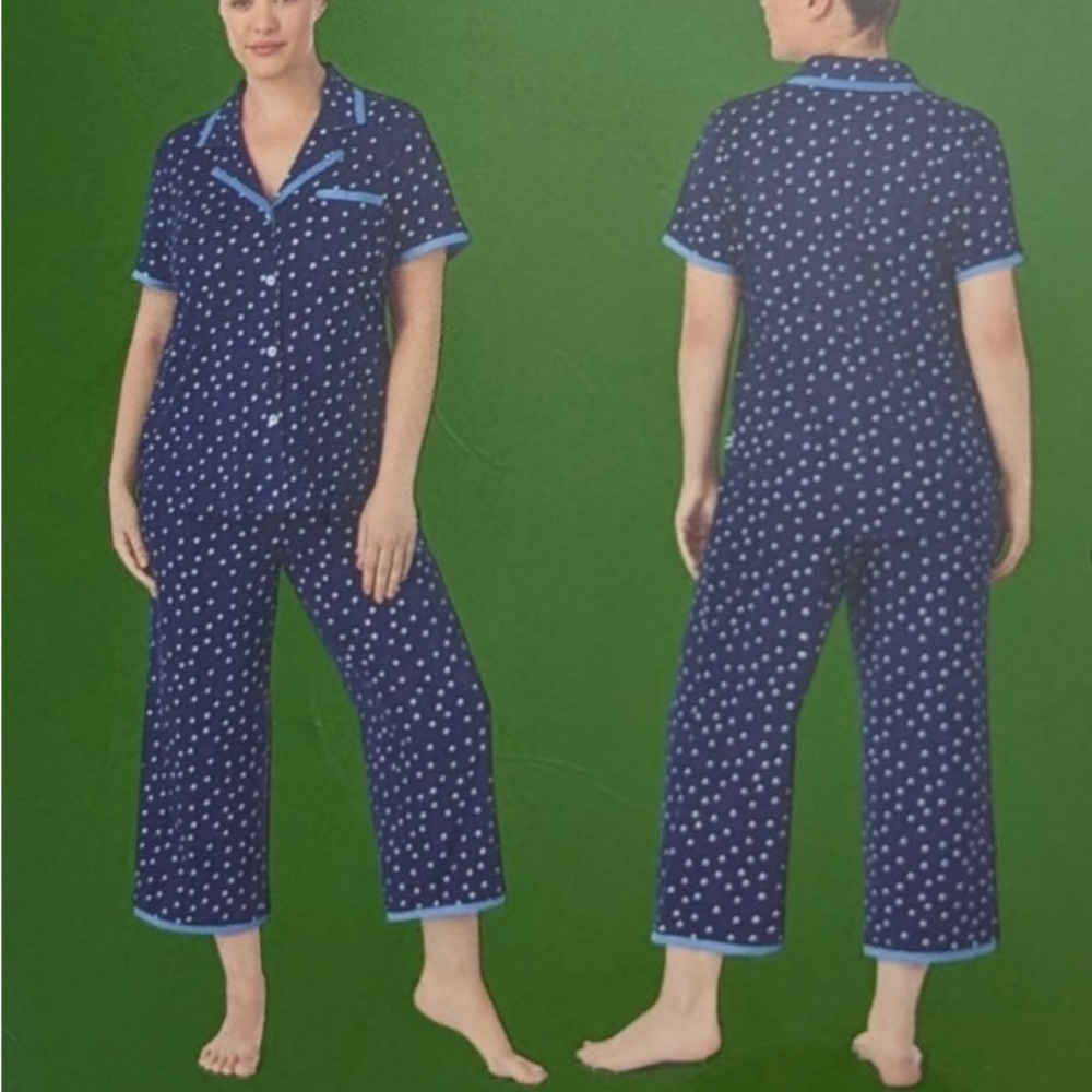 kate spade Navy and Light Blue Polka Dot Pajama Set